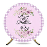Aperturee - Aperturee Light Purple Plaid Floral Round Mothers Day Backdrop