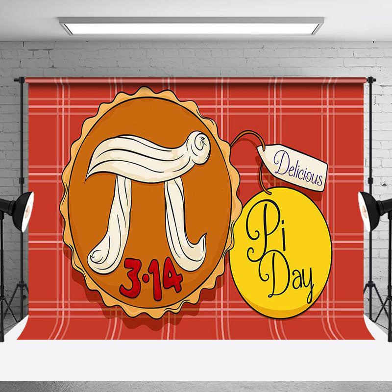 Aperturee - Aperturee Light Red Plaid Delicious Pie Happy Pi Day Backdrop