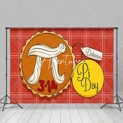 Aperturee - Aperturee Light Red Plaid Delicious Pie Happy Pi Day Backdrop