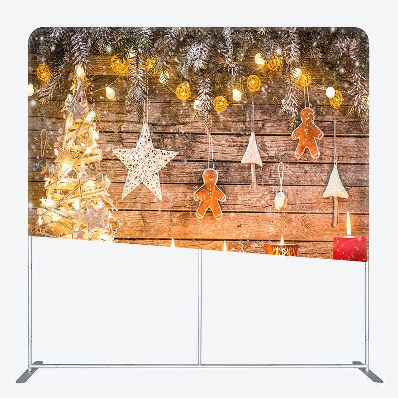 Aperturee - Aperturee Light Shiny Wooden Christmas Pillow Cover Backdrop