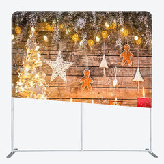 Aperturee - Aperturee Light Shiny Wooden Christmas Pillow Cover Backdrop