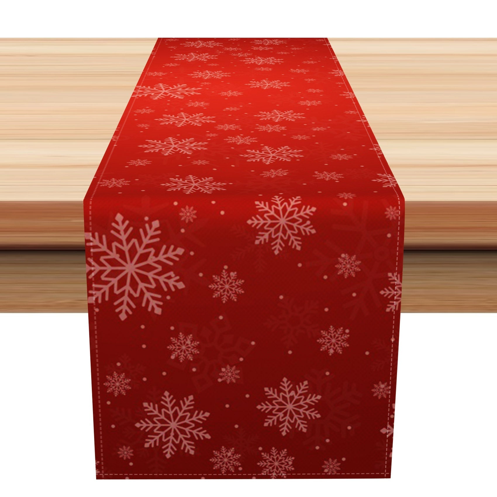 Aperturee - Aperturee Light Snowflakes Jacquard Red Christmas Table Runner