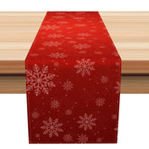 Aperturee - Aperturee Light Snowflakes Jacquard Red Christmas Table Runner