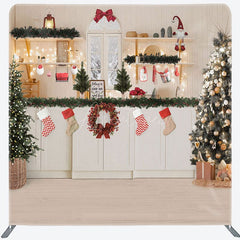 Aperturee - Aperturee Light Tree Christmas Kitchen Tension Fabric Backdrop
