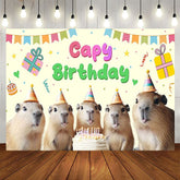 Aperturee - Aperturee Light Yellow Ribbon Cake Capy Birthday Party Backdrop