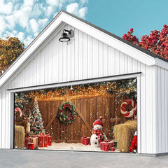 Aperturee - Aperturee Lighted Barn Door Christmas Vibe Garage Door Banner