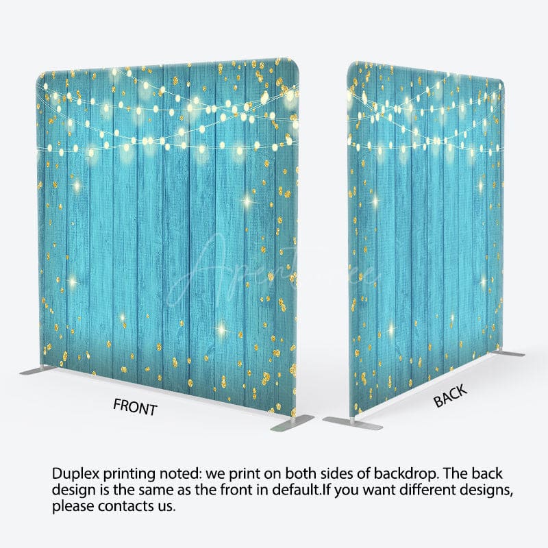 Aperturee - Aperturee Lighted Blue Wooden Dance Party Pillow Case Backdrop