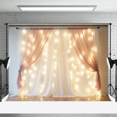 Aperturee - Aperturee Lighted Blush Fairy Tulle Wedding Photo Backdrop