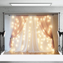 Aperturee - Aperturee Lighted Blush Fairy Tulle Wedding Photo Backdrop