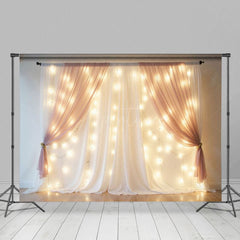 Aperturee - Aperturee Lighted Blush Fairy Tulle Wedding Photo Backdrop