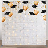 Aperturee - Aperturee Lighted Brick Wall Balloons Grad Pillow Case Backdrop