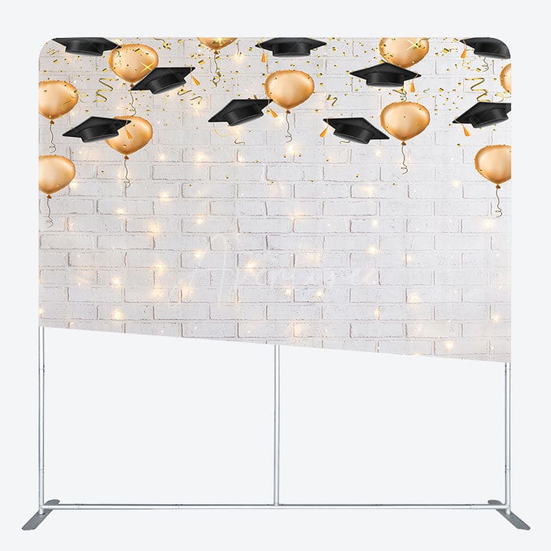 Aperturee - Aperturee Lighted Brick Wall Balloons Grad Pillow Case Backdrop