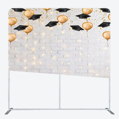 Aperturee - Aperturee Lighted Brick Wall Balloons Grad Pillow Case Backdrop