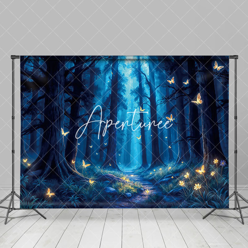 Aperturee - Aperturee Lighted Butterfly Night Forest Photography Backdrop
