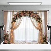 Aperturee - Aperturee Lighted Fairy Tulle Arch Romantic Wedding Backdrop