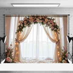 Aperturee - Aperturee Lighted Fairy Tulle Arch Romantic Wedding Backdrop