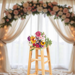 Aperturee - Aperturee Lighted Fairy Tulle Arch Romantic Wedding Backdrop