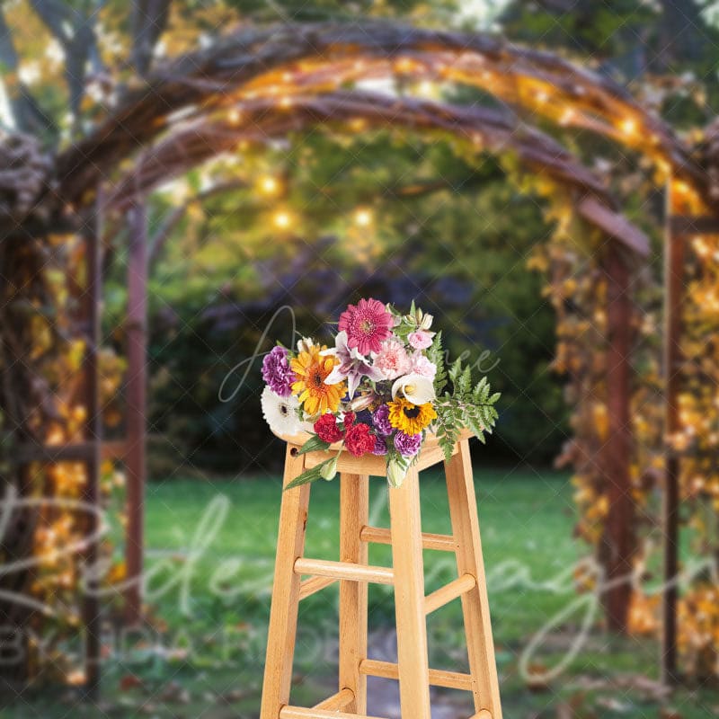 Aperturee - Aperturee Lighted Floral Arch Grassland Summer Photo Backdrop