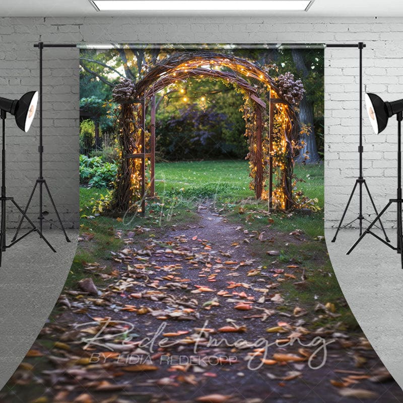 Aperturee - Aperturee Lighted Floral Arch Grassland Summer Sweep Backdrop