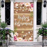 Aperturee - Aperturee Lighted Floral Wooden Happy Retirement Door Cover