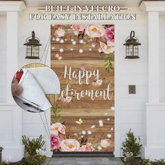 Aperturee - Aperturee Lighted Floral Wooden Happy Retirement Door Cover