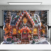 Aperturee - Aperturee Lighted Gingerbread House Candy Cane Xmas Backdrop
