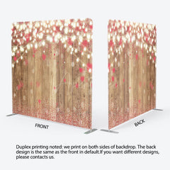 Aperturee - Aperturee Lighted Pink Heart Bokeh Wood Pillow Cover Backdrop