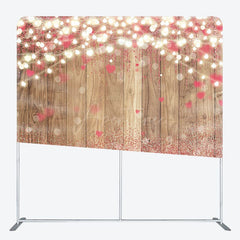 Aperturee - Aperturee Lighted Pink Heart Bokeh Wood Pillow Cover Backdrop