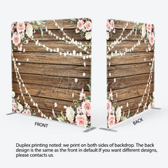 Aperturee - Aperturee Lighted Pink Rose Wooden Wedding Pillow Case Backdrop