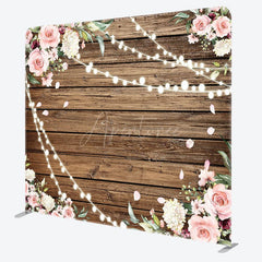 Aperturee - Aperturee Lighted Pink Rose Wooden Wedding Pillow Case Backdrop