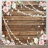 Aperturee - Aperturee Lighted Pink Rose Wooden Wedding Pillow Case Backdrop