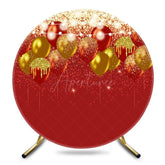 Aperturee - Aperturee Lighted Red Gold Balloon Glitter Round Party Backdrop