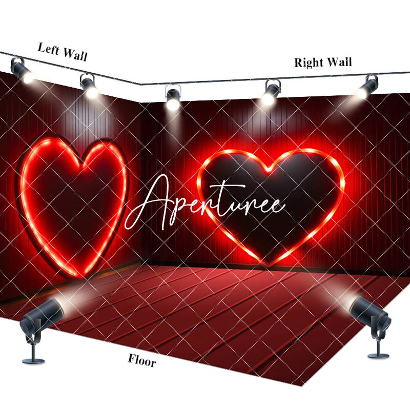 Aperturee - Aperturee Lighted Red Love Valentines Day Room Set Backdrop