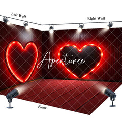 Aperturee - Aperturee Lighted Red Love Valentines Day Room Set Backdrop