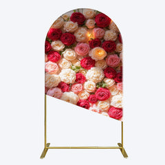 Aperturee - Aperturee Lighted Romantic Colorful Rose Birthday Arch Backdrop