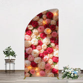 Aperturee - Aperturee Lighted Romantic Colorful Rose Birthday Half Moon Arch Backdrop