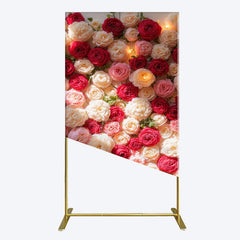 Aperturee - Aperturee Lighted Romantic Colorful Rose Birthday Rectangle Backdrop