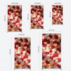 Aperturee - Aperturee Lighted Romantic Colorful Rose Birthday Rectangle Backdrop