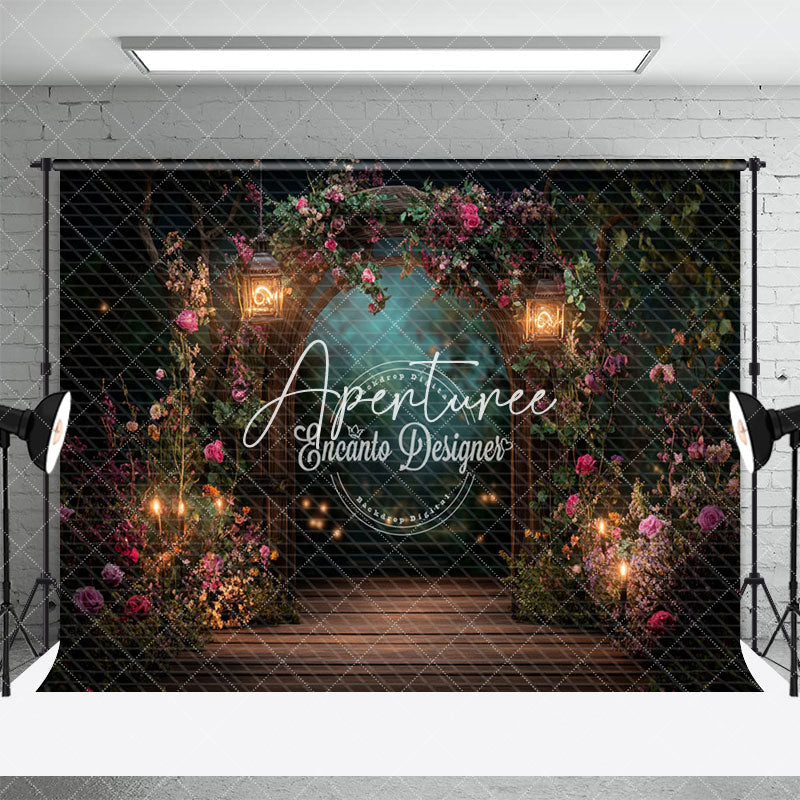 Aperturee - Aperturee Lighted Romantic Floral Arch Plant Wedding Backdrop