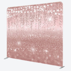 Aperturee - Aperturee Lighted Rose Gold Glitter Square Tension Backdrop