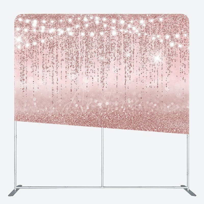 Aperturee - Aperturee Lighted Rose Gold Glitter Square Tension Backdrop