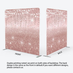 Aperturee - Aperturee Lighted Rose Gold Glitter Square Tension Backdrop
