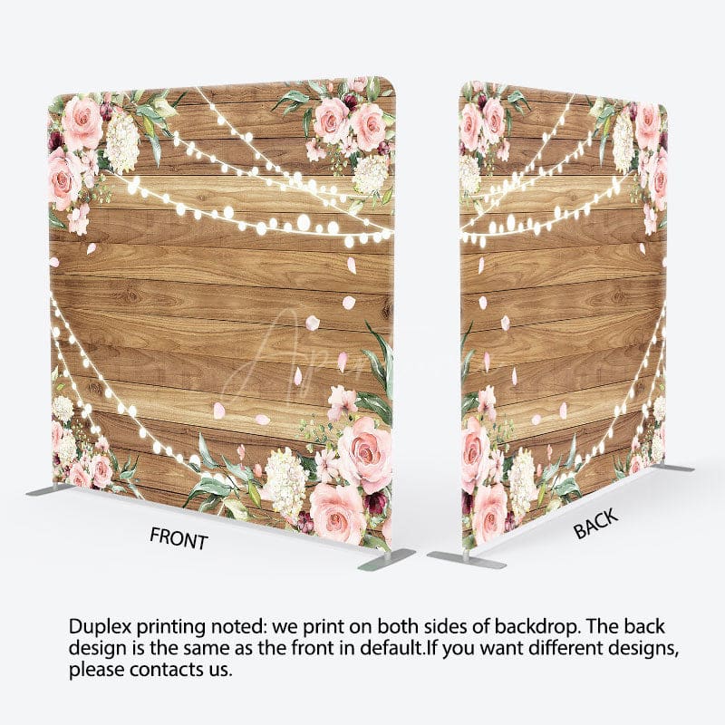 Aperturee - Aperturee Lighted Rose Leaves Wood Wedding Pillow Case Backdrop