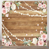 Aperturee - Aperturee Lighted Rose Leaves Wood Wedding Pillow Case Backdrop