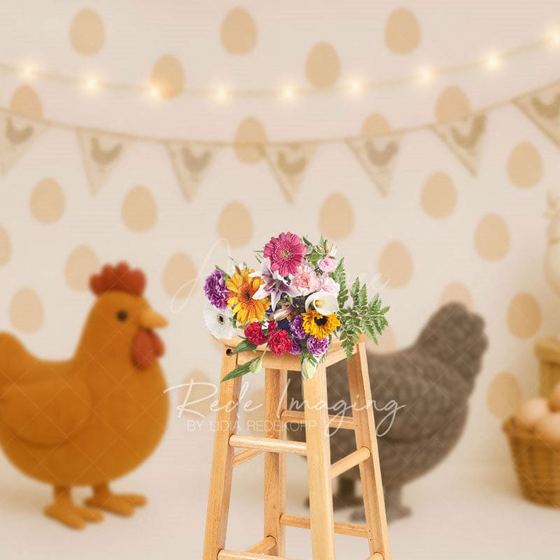 Aperturee - Aperturee Lighted Rural Chicken Eggs Cake Smash Photo Backdrop