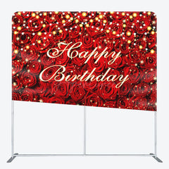 Aperturee - Aperturee Lighted Sparkle Romantic Red Rose Pillow Case Backdrop