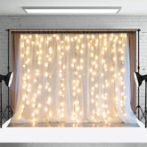Aperturee - Aperturee Lighted White Chiffon Romantic Wedding Photo Backdrop