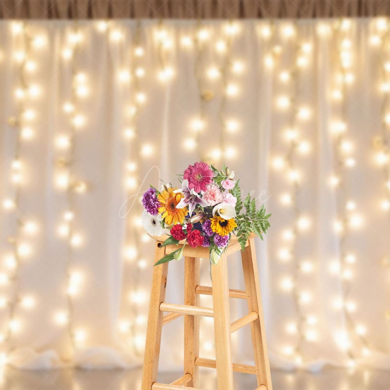 Aperturee - Aperturee Lighted White Chiffon Romantic Wedding Photo Backdrop