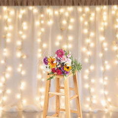 Aperturee - Aperturee Lighted White Chiffon Romantic Wedding Photo Backdrop