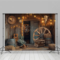 Aperturee - Aperturee Lighted Wooden Barn Horse Cowboy Cake Smash Backdrop